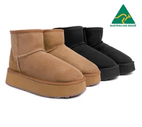 Australian Made Sheepskin Wool Ankle Boots Mini Platform