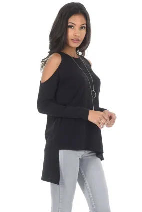 Black Cold Shoulder asymmetric Jumper