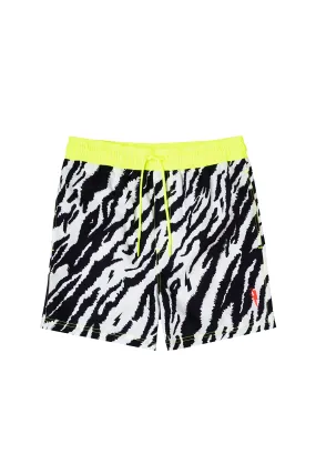 Men's Ivory with Black Shadow Tiger Swim Shorts