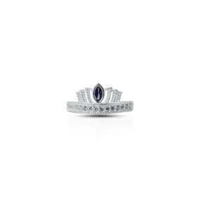 Silver Center Purple Gem Stone Crown Design Ring for Girls