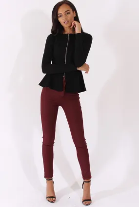 Wine High Waisted Skinny Jeans - Riley