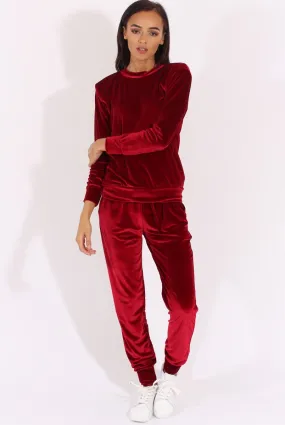 Wine Velvet Tracksuit Liv